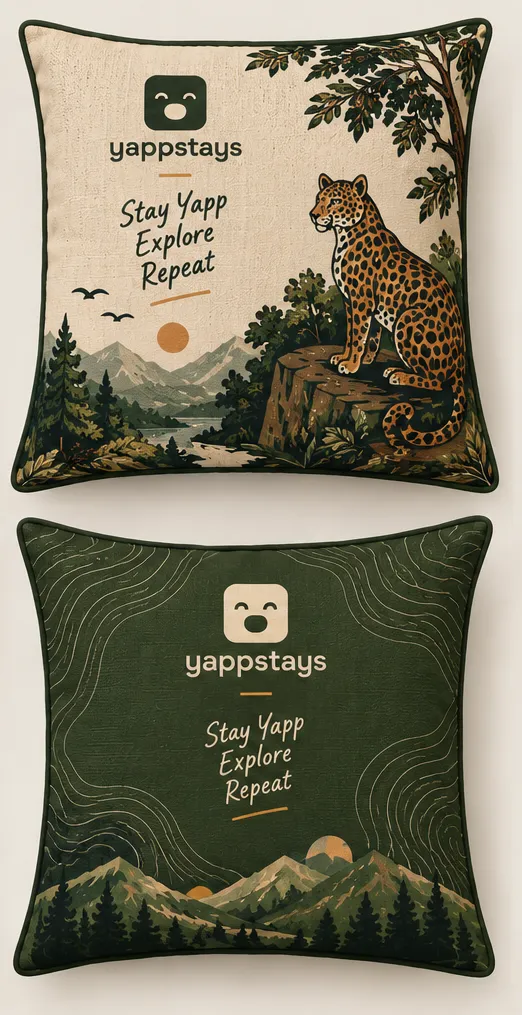 Yapp Stays cushion designs with mountain motifs